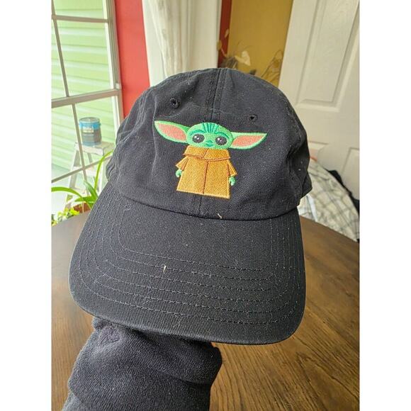 Baby Yoda Embroidered Black Baseball Cap Adjustable Cotton Dad Hat - Picture 1 of 12